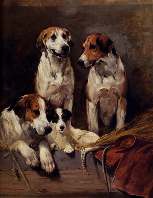 Three Hounds With A Terrier