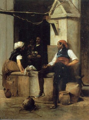 Chatting by the Fountain
