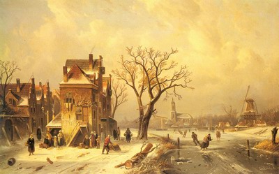 Skaters In A Frozen Winter Landscape