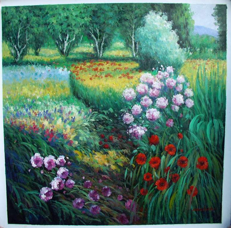 Flower Garden Oil Painting oil painting in a Garden Garden oil painting