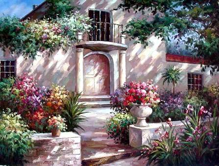 oil paintings of flower gardens Oil Painting Reproductions Garden oil painting