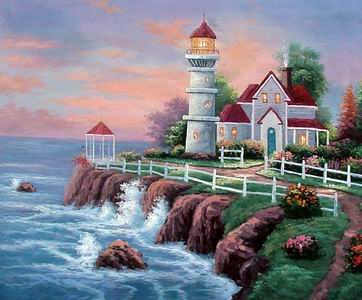 Mediterranean seaside Landscape oil painting