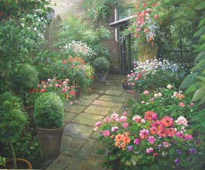 oil painting reproduction Rose Garden Oil Painting Garden oil painting