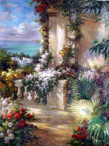 oil paintings of flower gardens