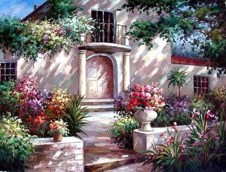 Mediterranean Garden oil painting