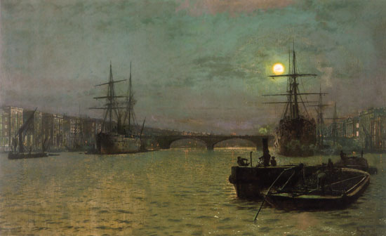 London Bridge at Half Tide, Grimshaw