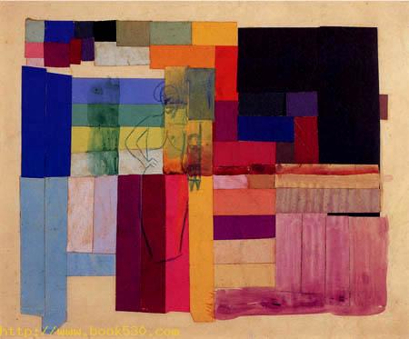 A abstract composition with a woman