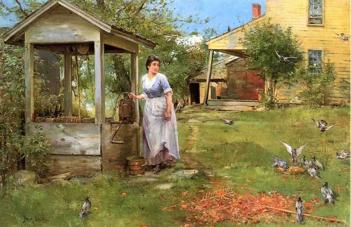 Garden scenery oil painting