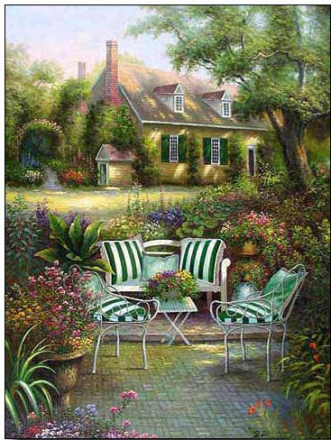 Cottages oil painting