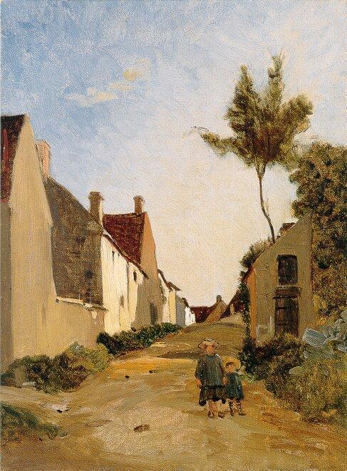 Cottages oil painting