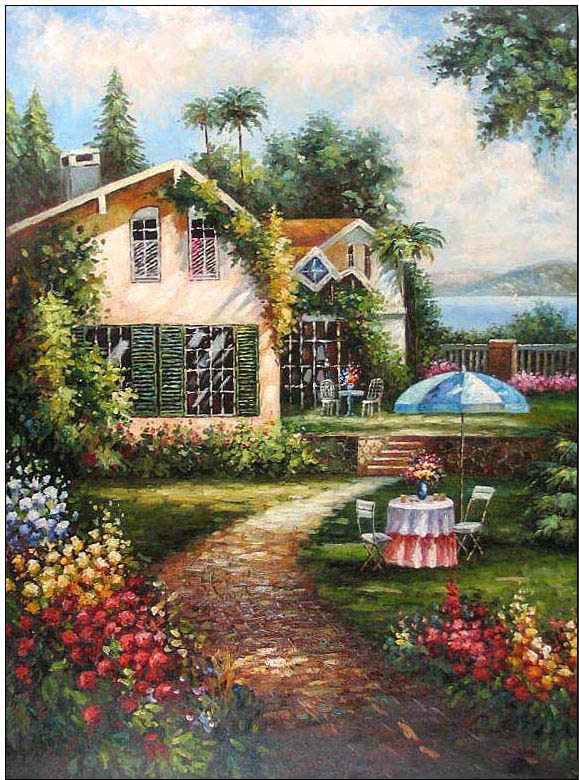 Cottages oil painting