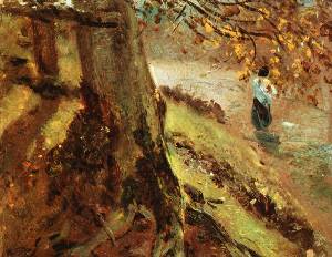 Tree Trunks Oil Painting