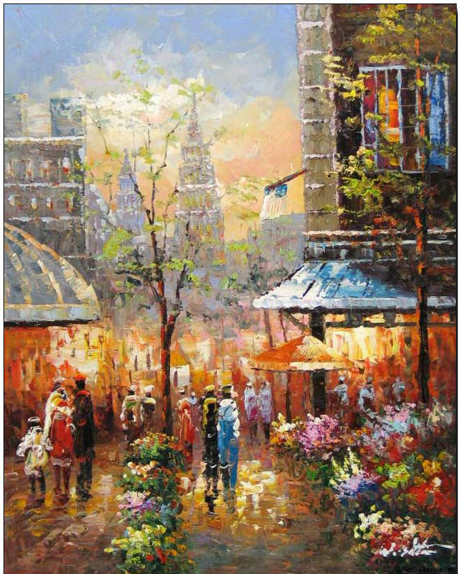 Cities oil painting