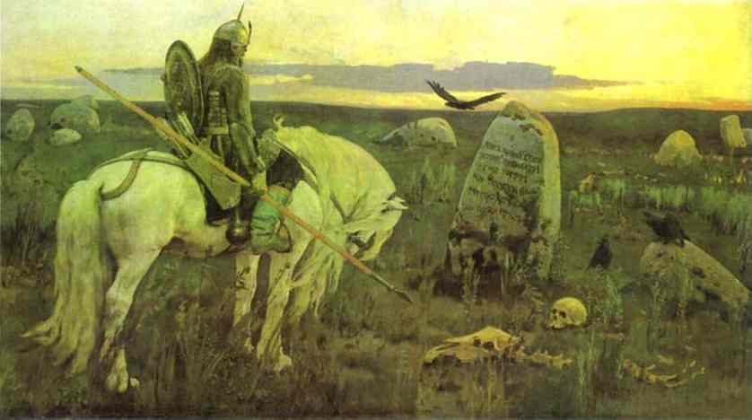 Oil painting:A Knight at the Crossroads. 1878