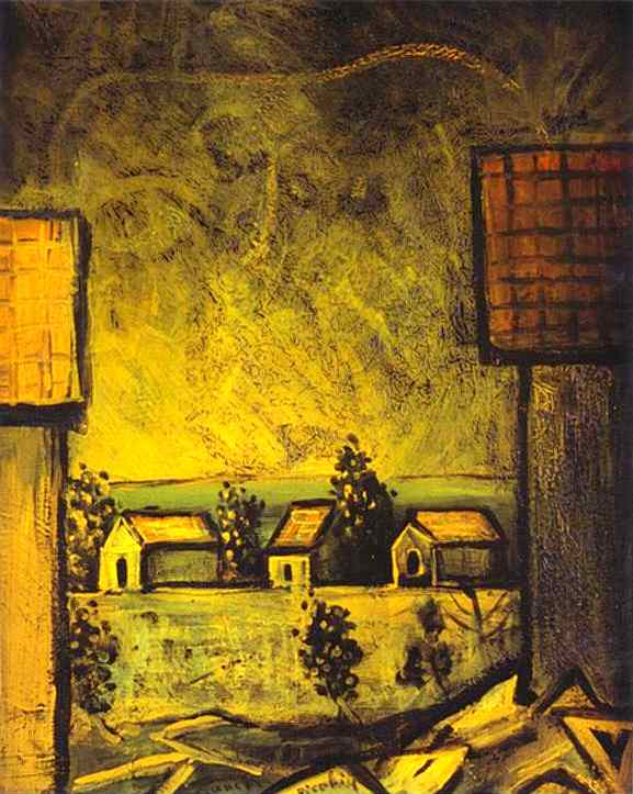Oil painting:Provincial Landscape / Paysage proven?al. c. 1937