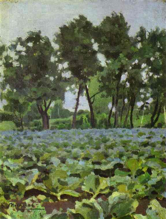 Oil painting:Cabbage Field with Willows. 1893