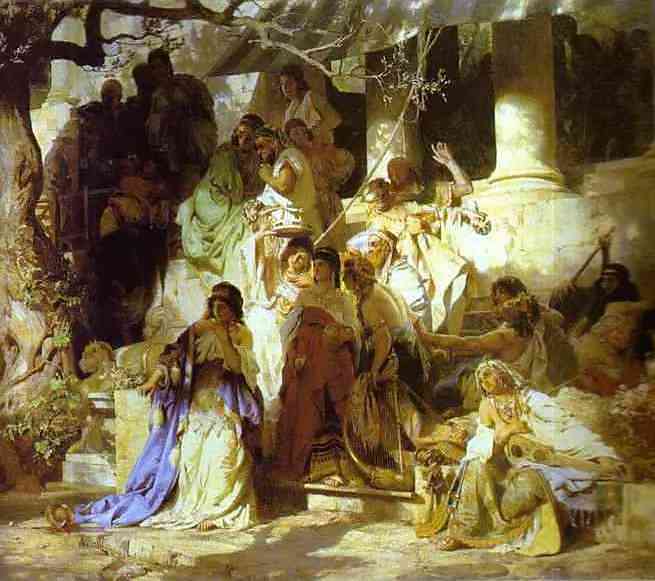 Oil painting:Christ and Sinner. The First Meeting of Christ and Mary Magdalene. Detail. 1873