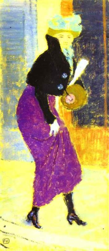 Oil painting:In the Street: Woman with Muff. /Dans la rue: Femme au manchon. 1895