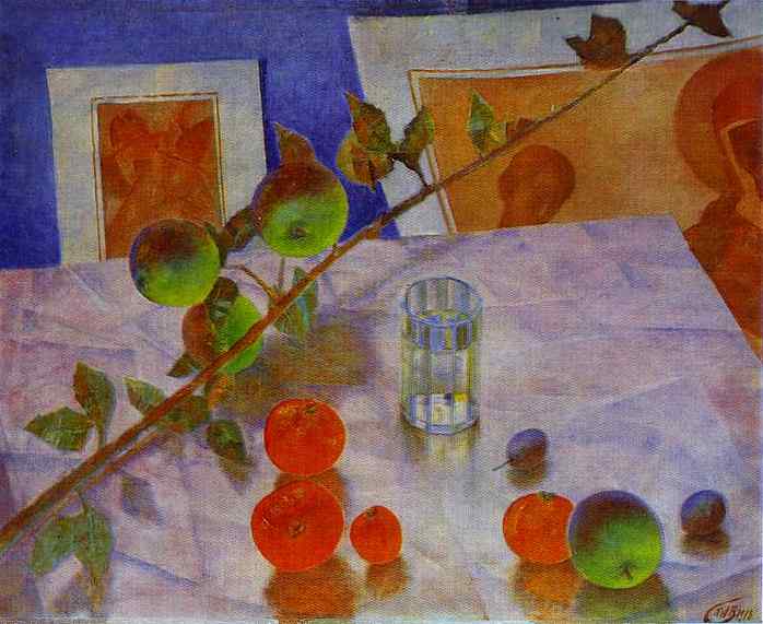 Oil painting:Pink Still Life. 1918