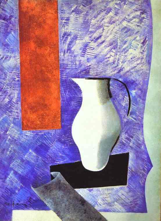 Oil painting:Material Painting. Still Life with a White Jug. 1919