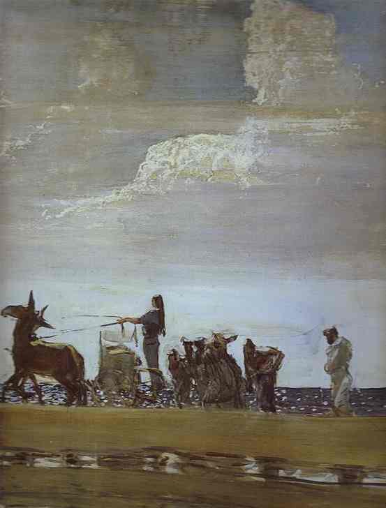 Oil painting:Odysseus and Nausicaa. Detail. 1910