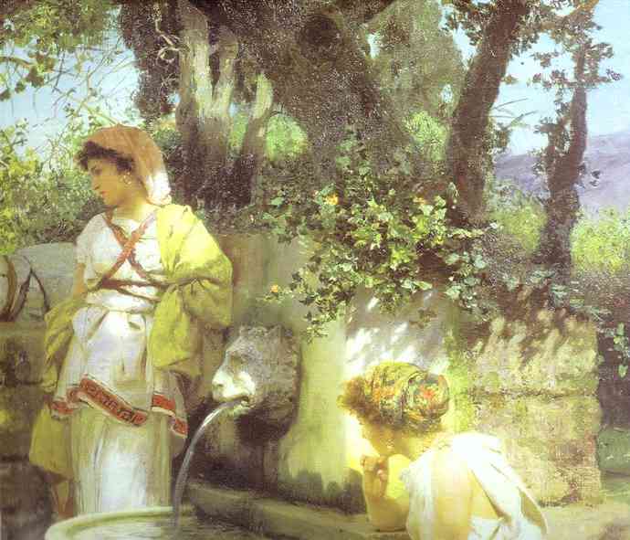 Oil painting:By a Spring. Detail. 1898