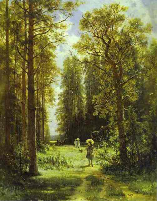 Oil painting:Path in a Forest. 1880