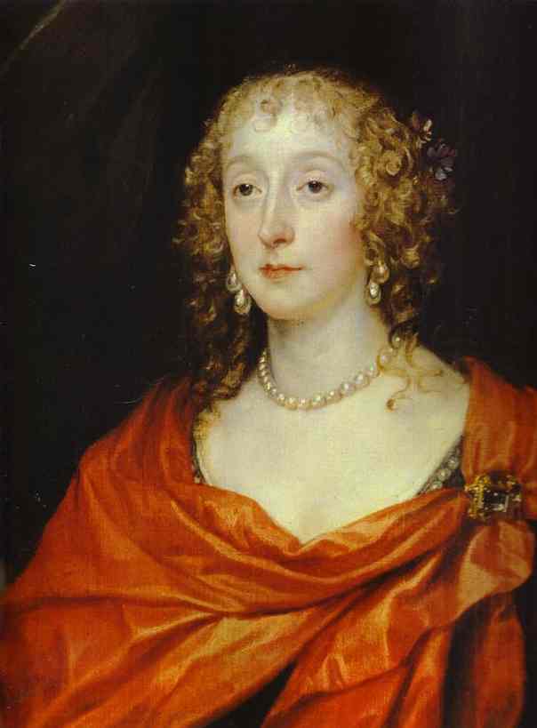 Oil painting:Portrait of Anna Dalkeith, Countess of Morton, and Lady Anna Kirk. Detail. 1630