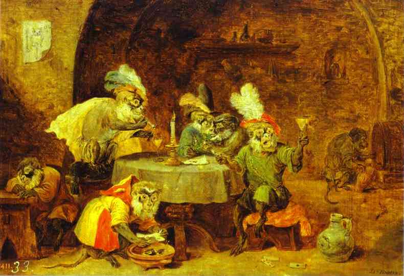 Oil painting:Smokers and Drinkers.