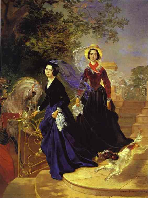 Oil painting:Portrait of the Shishmariov Sisters. 1839