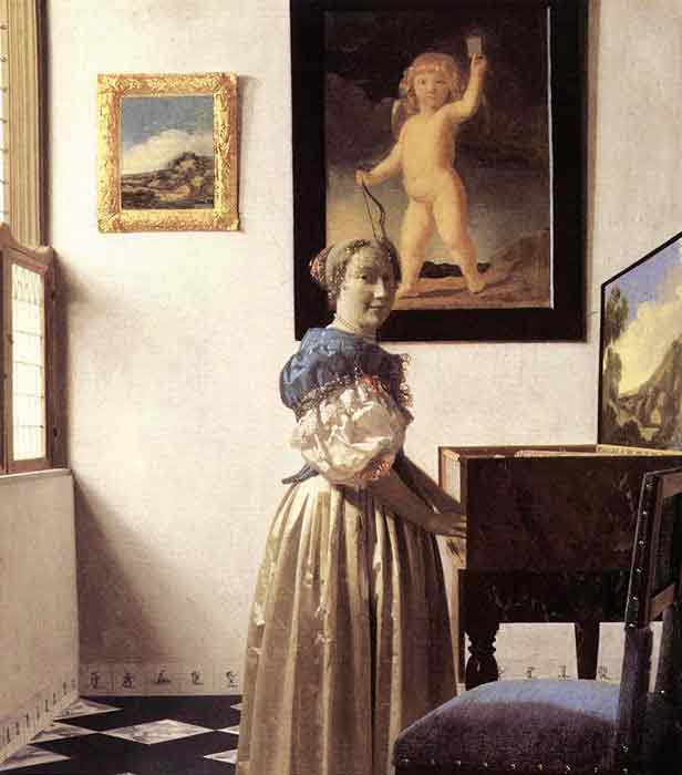 Oil painting for sale:Lady Standing at a Virginal