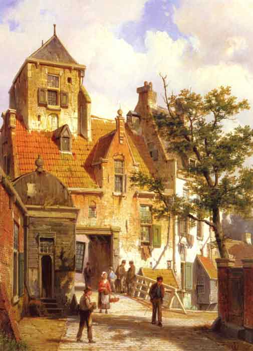 Oil painting for sale:A Street Scene in Haarlem