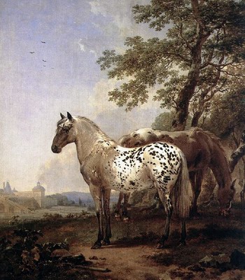 Landscape with two horses