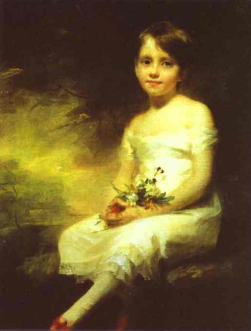 Oil painting:A Little Girl Carrying Flowers.