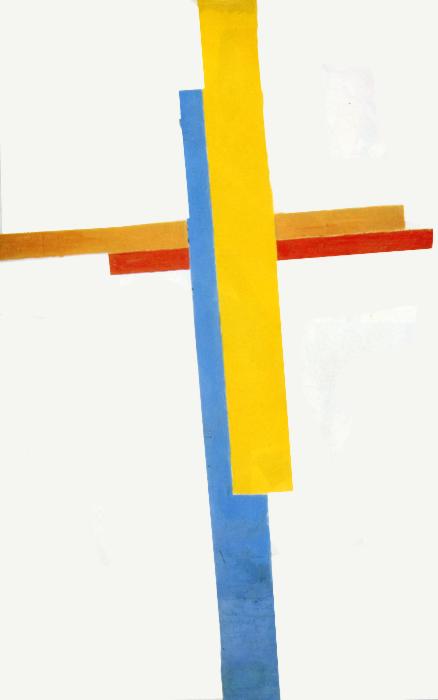 Oil painting:Suprematism. Oil on plywood. 71 x 45 cm. The Russian Museum, St. Petersburg, Russia.