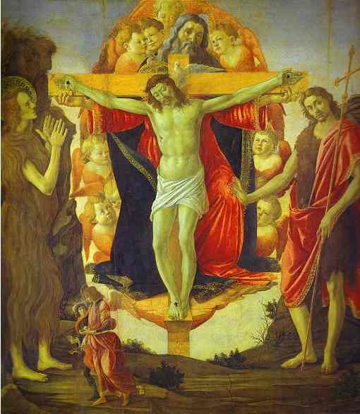 Oil painting:Holy Trinity with Mary Magdalene, St. John the Baptist and Tobias and the Angel (Pala