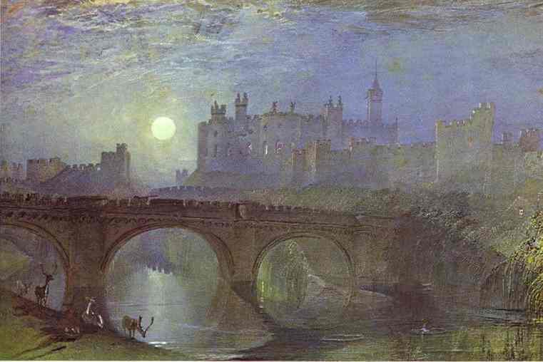 Oil painting:Alnwick Castle, Northumberland. c.1825-1828