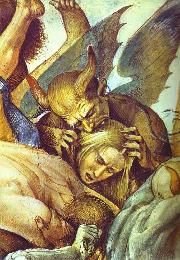 Oil painting:The Hell. Detail. Fresco. 1499-1502