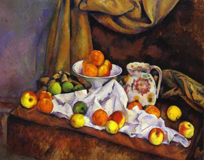 Oil painting:Still Life with Fruit, Pitcher and Fruit-Vase. 1892