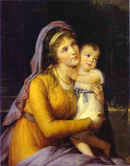 Oil painting:Baroness Anna Sergeevna Stroganova and Her Son Sergey. 1793
