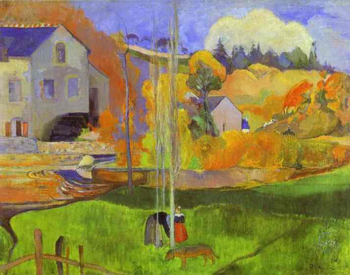 Oil painting:Breton Landscape (The Moulin David). 1894