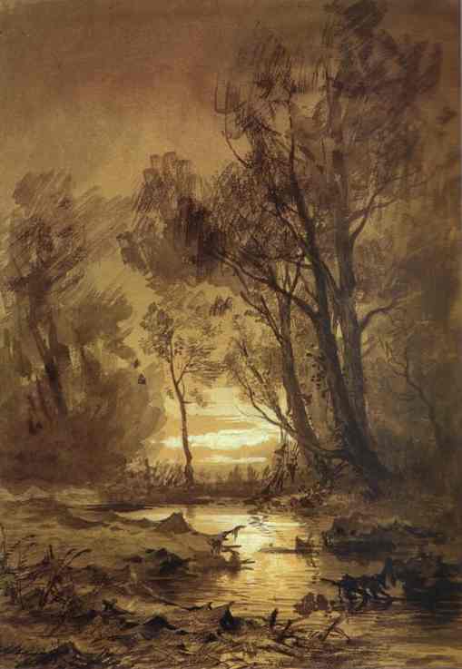 Oil painting:Brook in a Forest.
