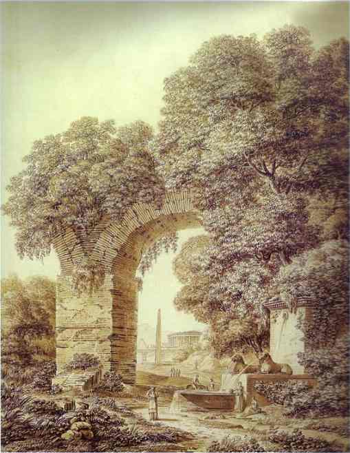 Oil painting:Landscape with Ruins. 1799