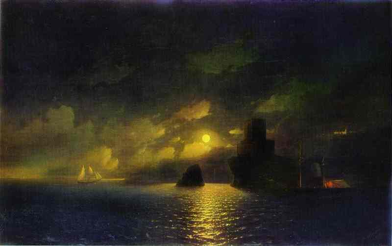 Oil painting:Moonlit Night. 1849