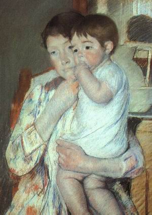 Mother and Child against a Green Background 1897