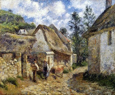 A Street in Auvers (Thatched Cottages and a Cow)