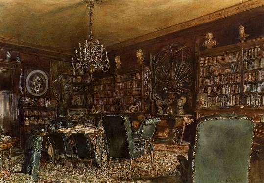 Rudolf von Alt - The Library of the Palais Lanckoronski, Vienna