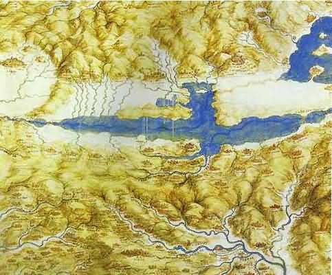 Leonardo da Vinci Bird s Eye View of a Landscape Oil Painting