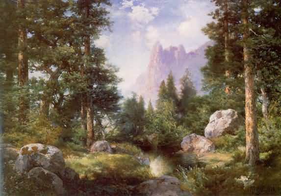 Thomas Moran The Sentinel Yosemite Valley Oil Painting