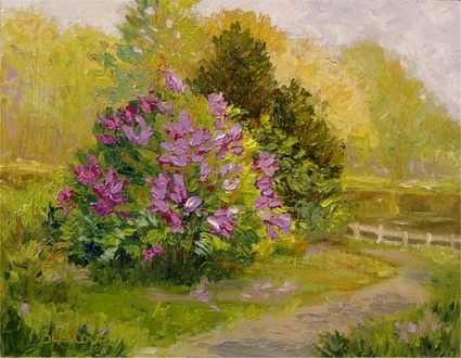 Impressionist Landscape Spring Afternoon Lilacs